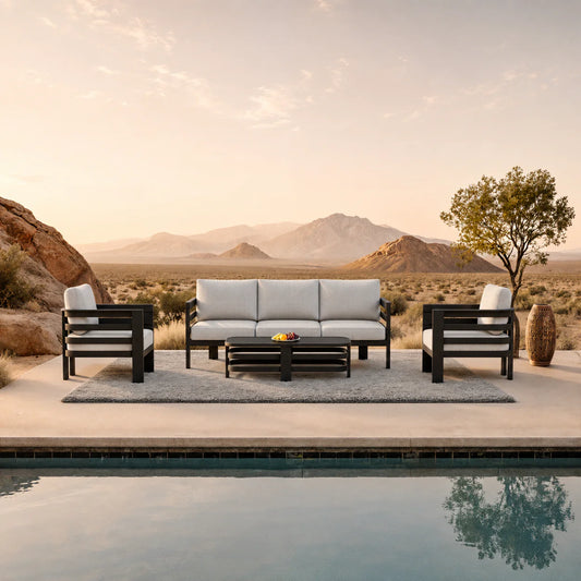 ALUXO® Andros Outdoor Lounge Set - Onyx - 5 Seater Livara Interiors