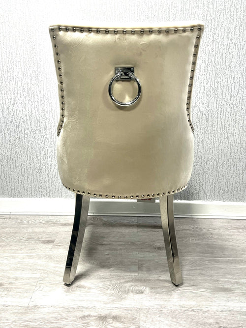 Set of 2 Valencia Chrome Leg Circle Knocker Dining Chair - Available In 3 Colours Mink Velvet