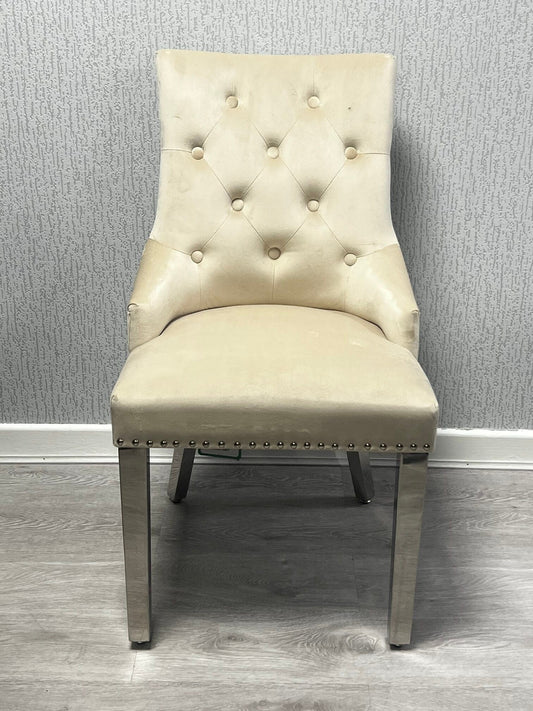 Set of 2 Valencia Chrome Leg Circle Knocker Dining Chair - Available In 3 Colours