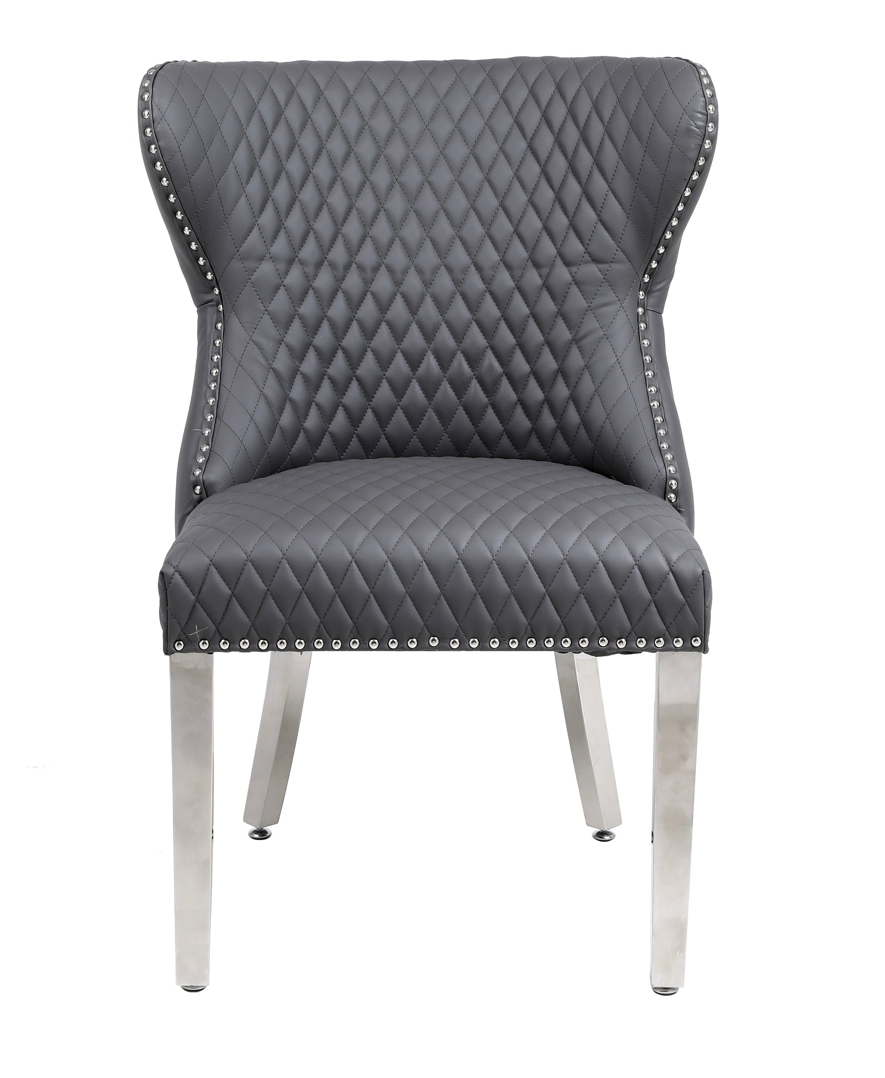Set of 2 Valentino Grey PU Faux Leather Dining Chair – Modern Upholstered Chair for Contemporary Dining