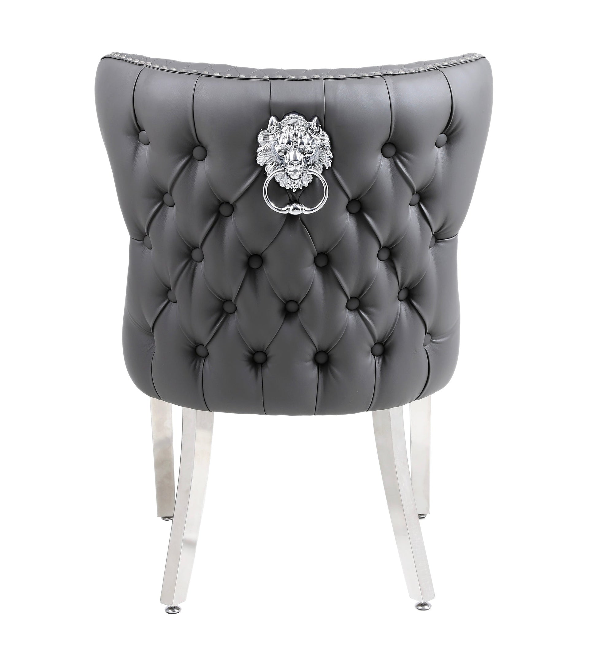 Set of 2 Valentino Grey PU Faux Leather Dining Chair – Modern Upholstered Chair for Contemporary Dining