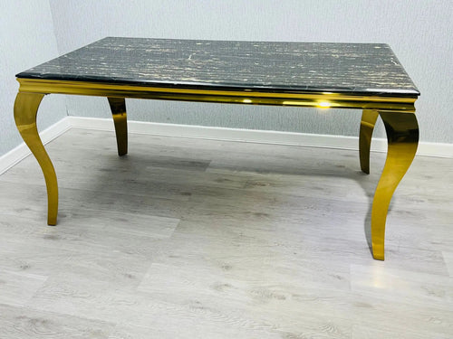Sofia Marble Dining Table – Black or Cream, Gold Frame