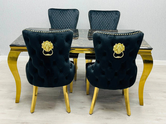 Victoria Gold Detailing Lion Knocker back Dining Chair - Set Of 2
