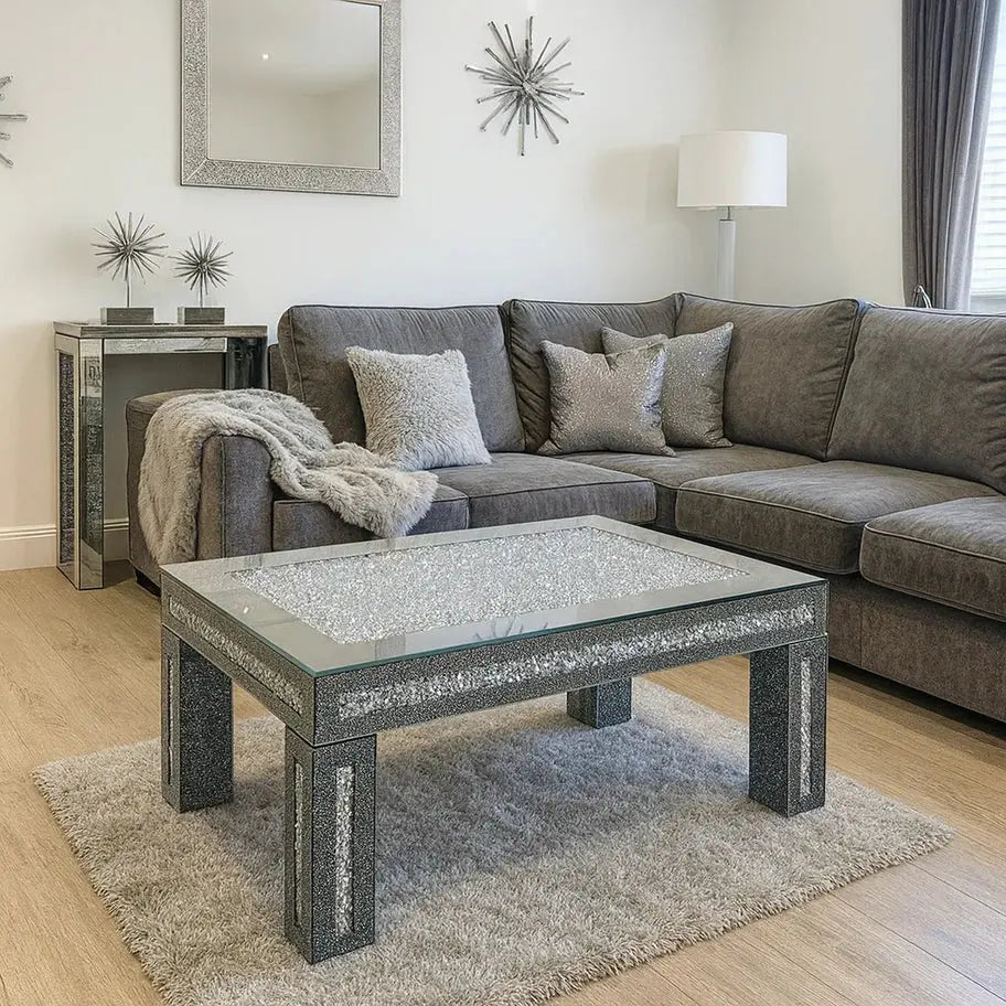Roma Crushed Diamond Coffee Table | Luxury Mirrored Furniture