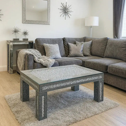 Roma Crushed Diamond Coffee Table | Luxury Mirrored Furniture