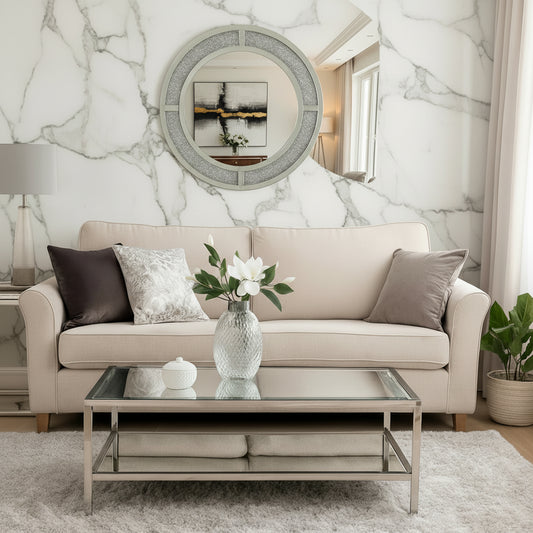 Crushed Diamond Round Wall Mirror 80/80
