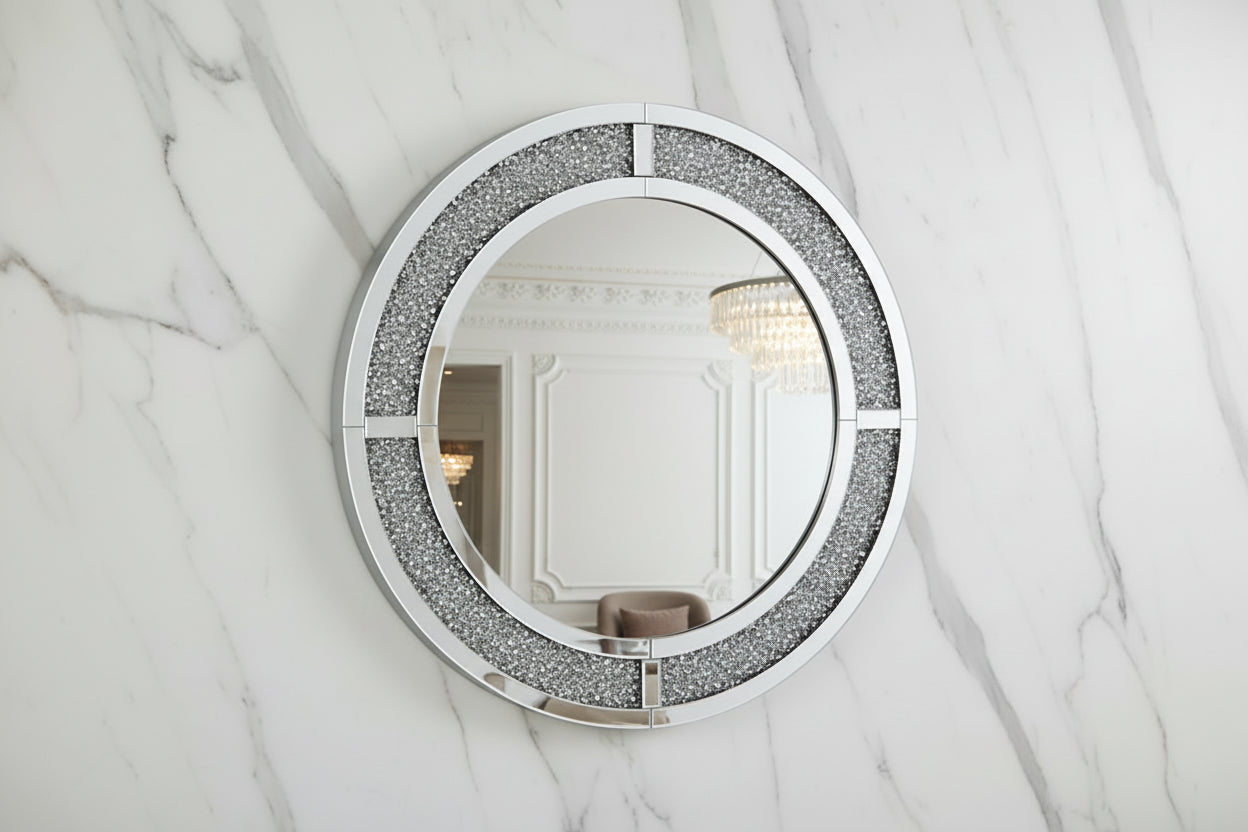 Crushed Diamond Round Wall Mirror 80/80