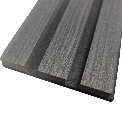 Single Faced Acoustic STANDARD SLAT Wall Panels - 1 sided Wood Veneer - 240cm x 60cm (4 pcs)