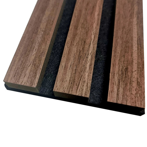 Single Faced Acoustic STANDARD SLAT Wall Panels - 1 sided Wood Veneer - 240cm x 60cm (4 pcs)
