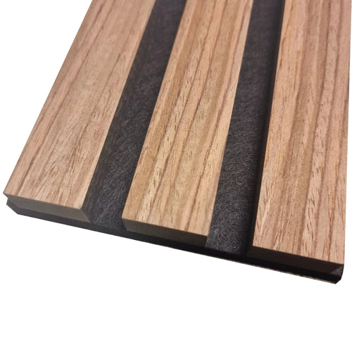Single Faced Acoustic STANDARD SLAT Wall Panels - 1 sided Wood Veneer - 240cm x 60cm (4 pcs)