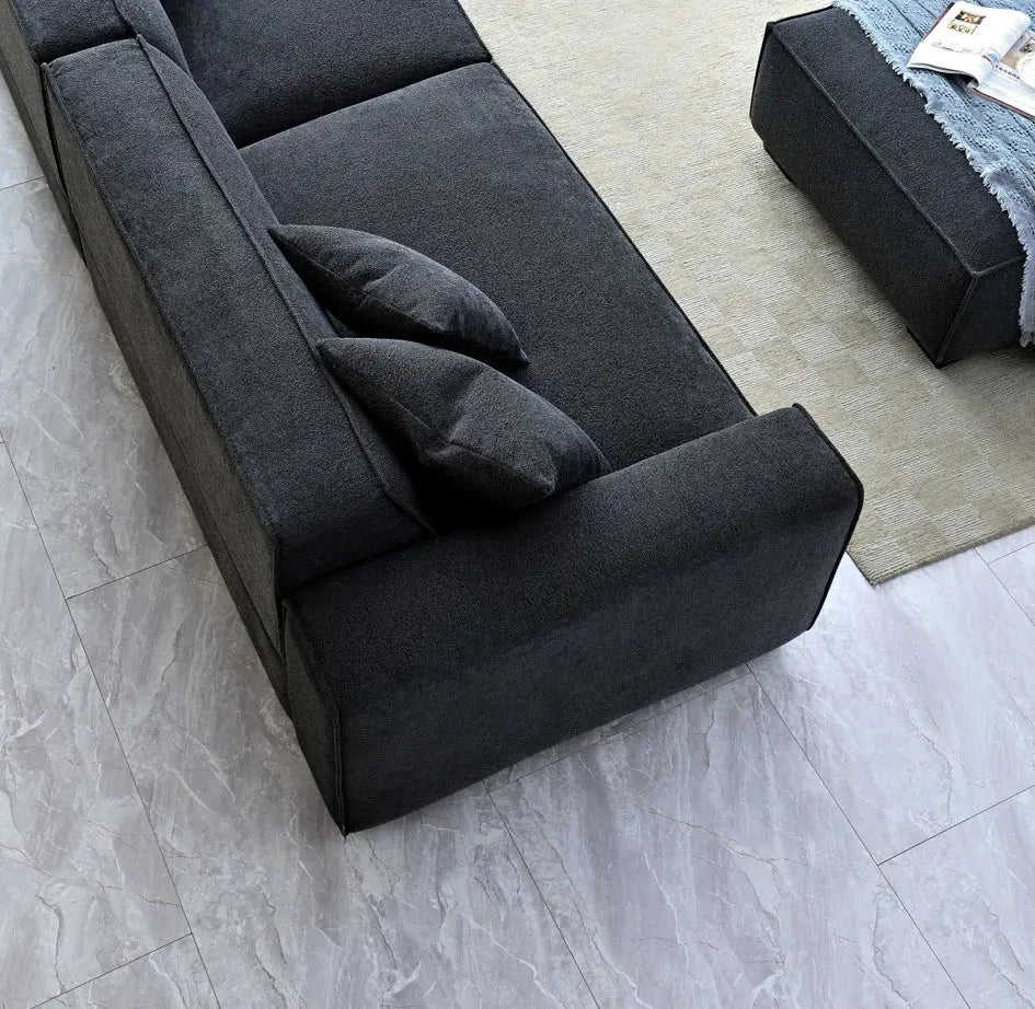 Aluxo Dakota Sofa Range Chaise in Midnight Boucle
