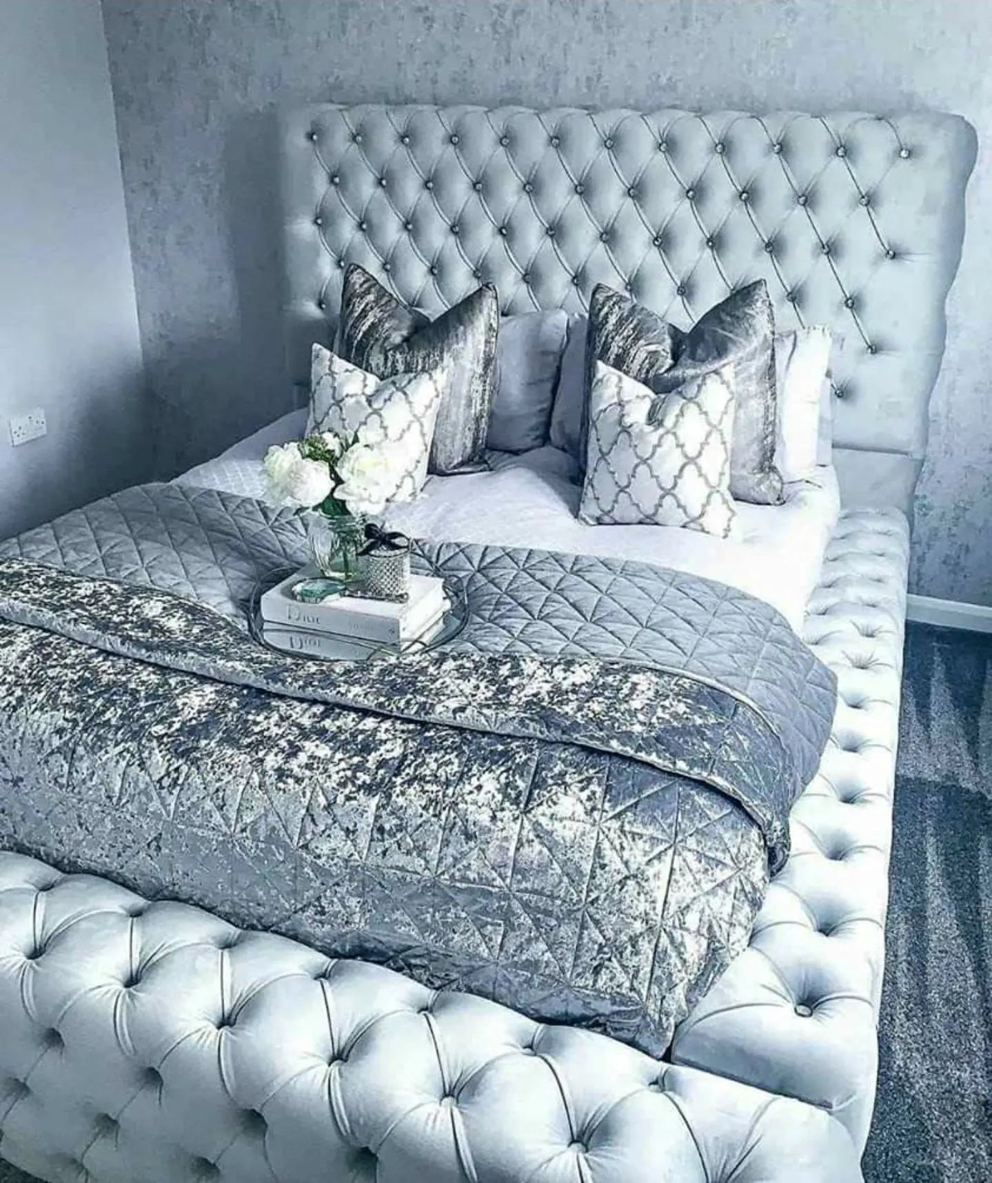 Park Lane Plush Velvet Bed Frame – Bespoke Handcrafted Chesterfield Design
