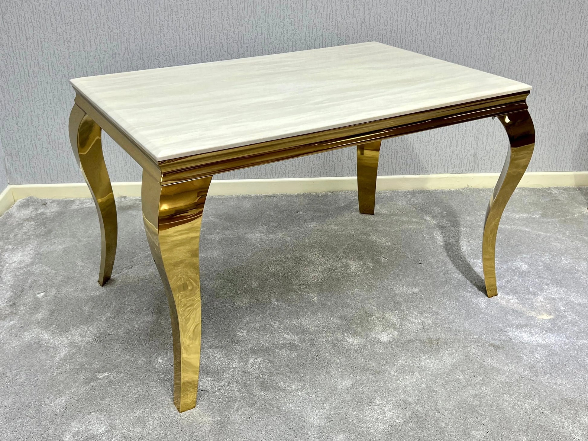 Sofia Marble Dining Table – Black or Cream, Gold Frame