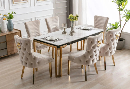 Sorrento Rectangle Ceramic Gold Dining Table – 150cm & 180cm