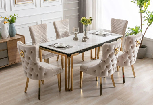 Sorrento Rectangle Ceramic Gold Dining Table – 150cm & 180cm