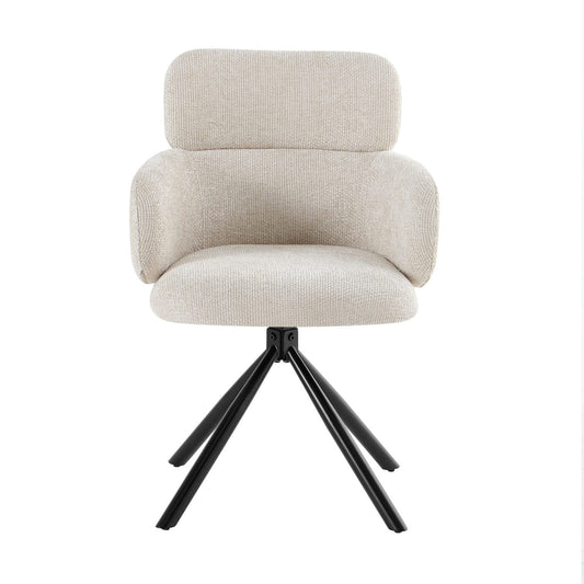 Tuscany Beige 360° Swivel Dining Chair – Modern Comfortable Dining Seating