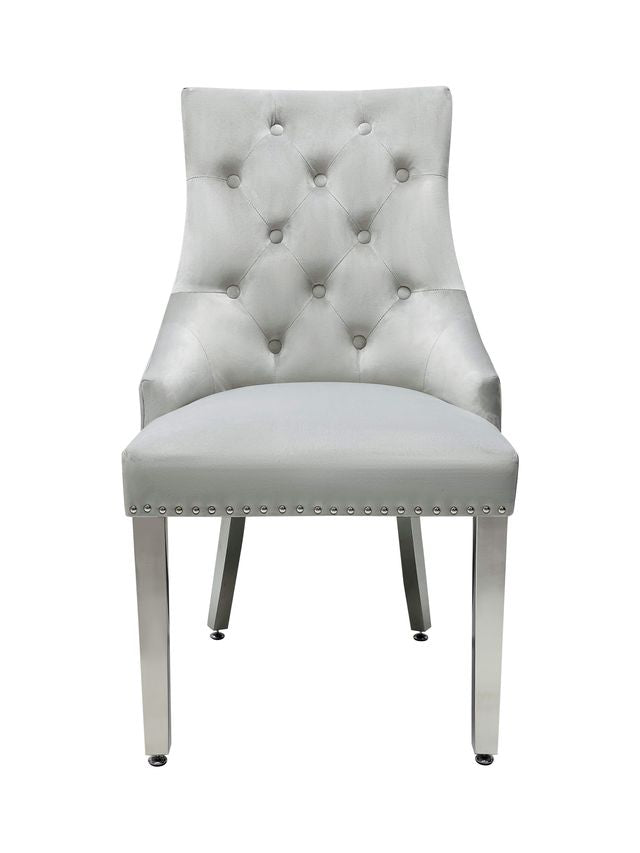 Set of 2 Majestic Lion Knocker Back Velvet Dining Chair -