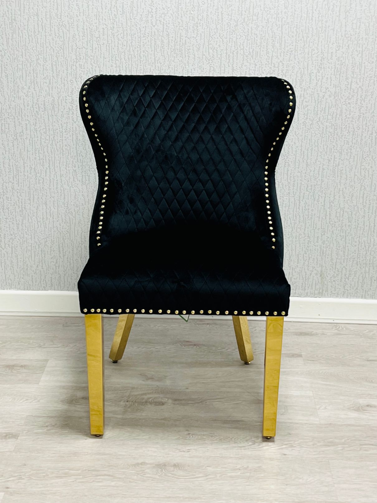 Set of 2 Valentino Gold Velvet Dining Chair – Luxury Upholstered Chair with Knockerback Options | Available in 2 Colours