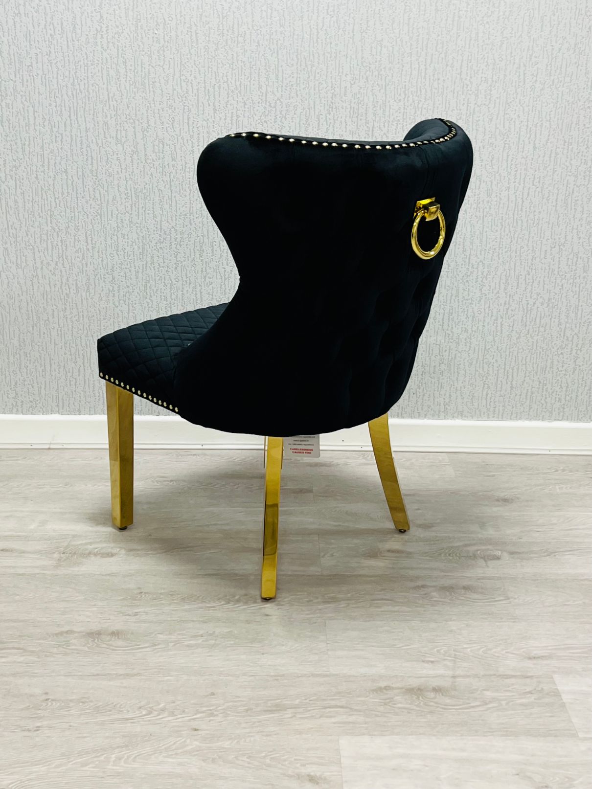 Set of 2 Valentino Gold Velvet Dining Chair – Luxury Upholstered Chair with Knockerback Options | Available in 2 Colours