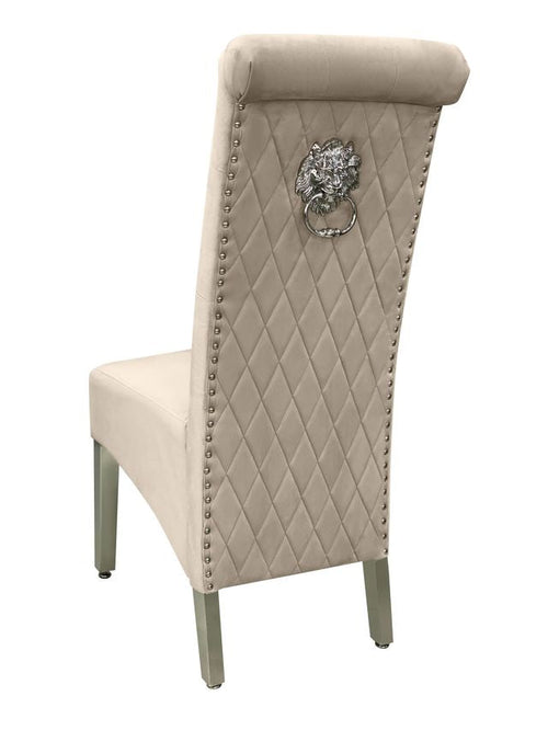 Sofia Dining Chairs Lion Knocker Chrome Legs / Available In 5 Colours Cream