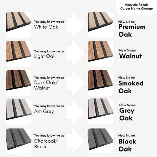 Single Faced Acoustic STANDARD SLAT Wall Panels - 1 sided Wood Veneer - 240cm x 60cm (4 pcs)