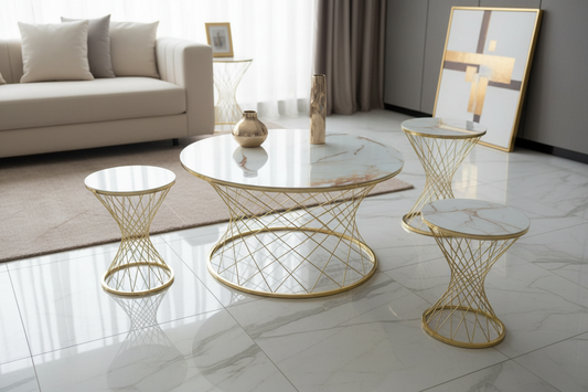 CLEMONT NEST OF TABLES 3+1 - CREAM AND GOLD f i interior