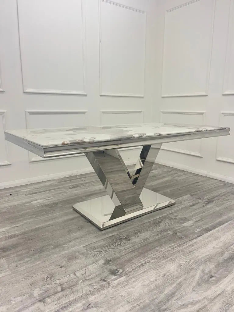 Venice 1.8m Dining Table + Chelmsford Dining Chairs – Luxury Marble Dining Set