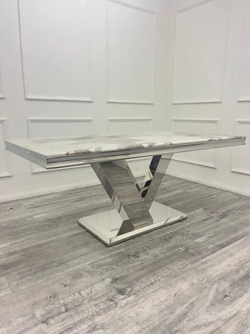 Venice 1.8m Dining Table + Chelmsford Dining Chairs – Luxury Marble Dining Set