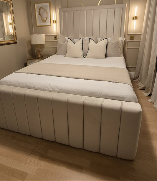 Sierra Bedframe In Plush Velvet – Modern Tall Upholstered Bed Frame | Handcrafted in the UK