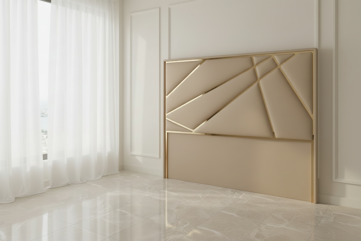 Helix Champagne Velvet & Gold Headboard Only ( 3 Sizes) FIL