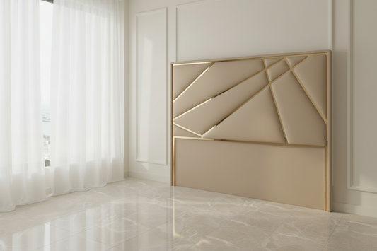 Helix Champagne Velvet & Gold Headboard Only ( 3 Sizes) FIL