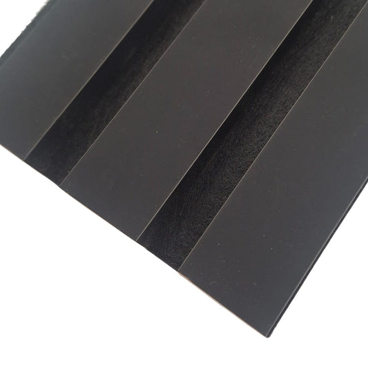 Coloured Acoustic STANDARD SLAT Wall Panels - 3 sided - 240cm x 32cm (2 pack) Black