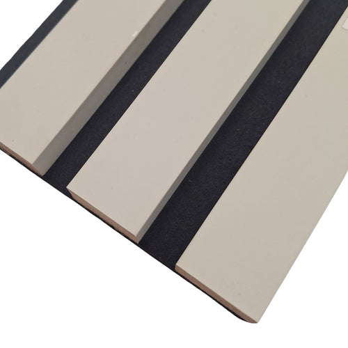 Coloured Acoustic STANDARD SLAT Wall Panels - 3 sided - 240cm x 32cm (2 pack) Dove Grey