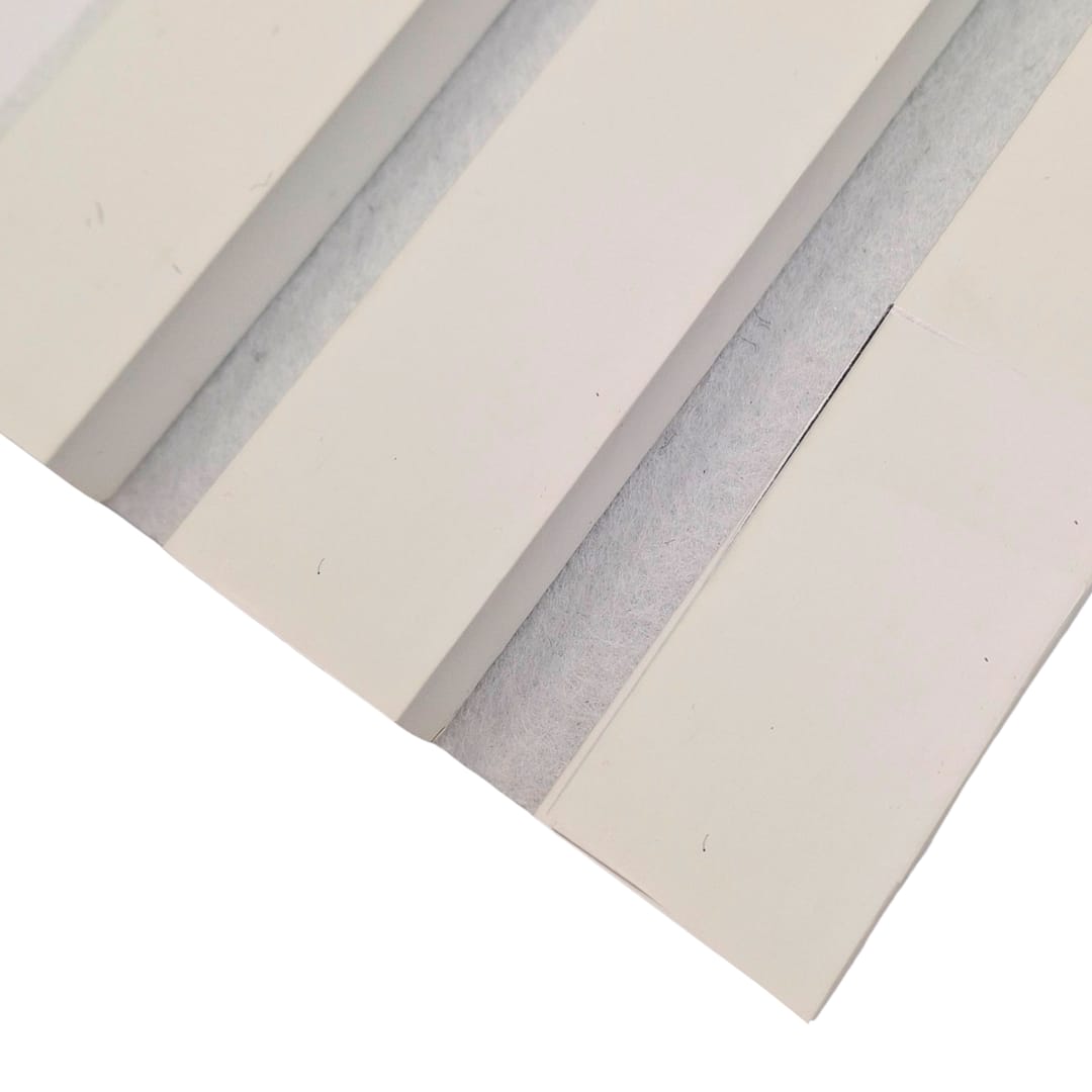 Coloured Acoustic STANDARD SLAT Wall Panels - 3 sided - 240cm x 32cm (2 pack) White on White Felt