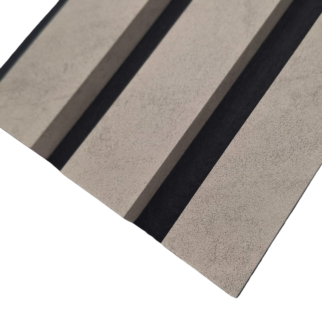 Coloured Acoustic STANDARD SLAT Wall Panels - 3 sided - 240cm x 32cm (2 pack) Concrete