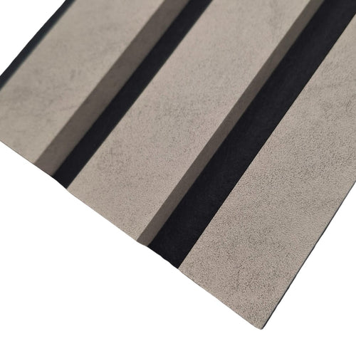 Coloured Acoustic STANDARD SLAT Wall Panels - 3 sided - 240cm x 32cm (2 pack) Concrete