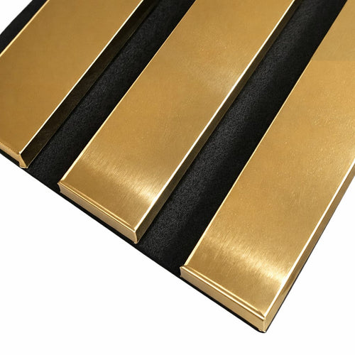 Coloured Acoustic STANDARD SLAT Wall Panels - 3 sided - 240cm x 32cm (2 pack) Gold