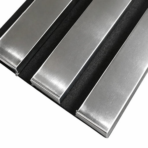 Coloured Acoustic STANDARD SLAT Wall Panels - 3 sided - 240cm x 32cm (2 pack) Chrome