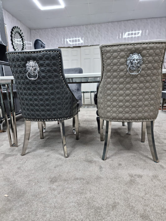 Majestic Grey Leather Chrome Lion Knocker & Legs AWS