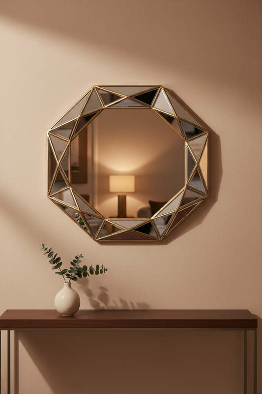 Hexagon Antique Gold Mirror Livara Interiors