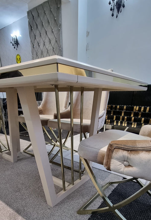 Nova Dining Table – White & Gold Modern Statement Table - NOW ON SALE! CELEBRITY INTERIORS