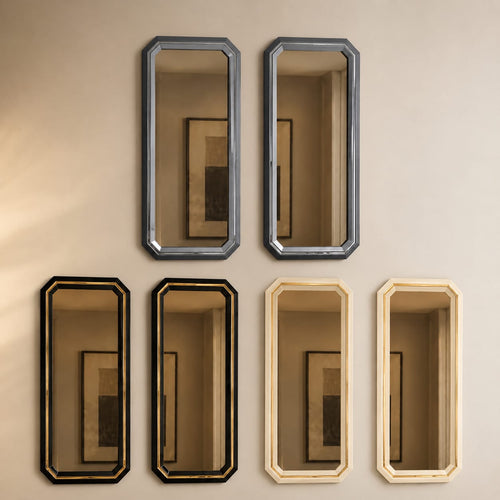 Lotus Mirrors Pair (2 x Mirrors) Black Grey Cream Livara Interiors