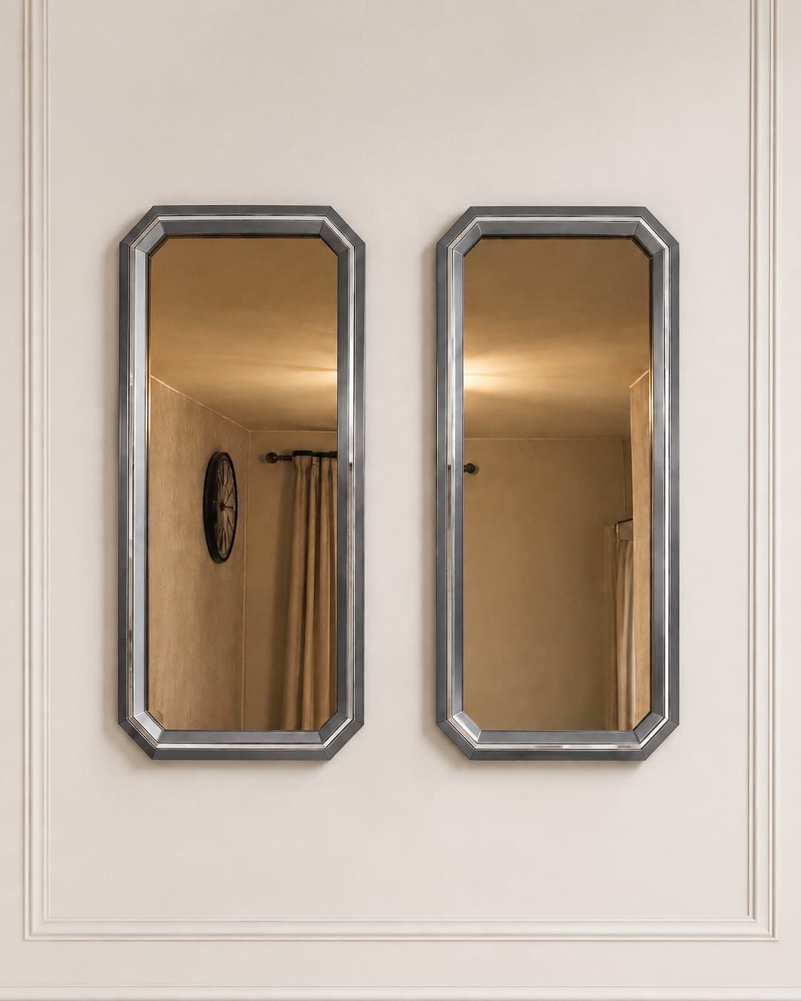 Lotus Mirrors Pair (2 x Mirrors) Black Grey Cream Livara Interiors