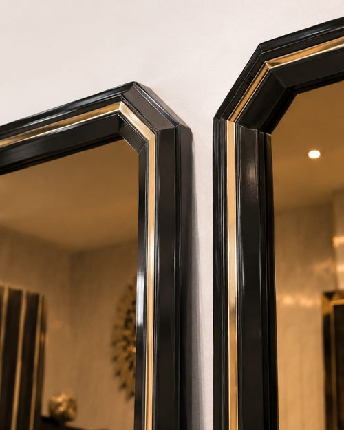 Lotus Mirrors Pair (2 x Mirrors) Black Grey Cream Livara Interiors