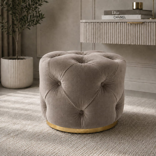 Round Luxury Velvet Stools F I INTERIORS