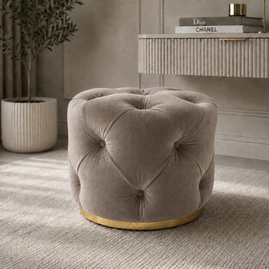 Round Luxury Velvet Stools F I INTERIORS