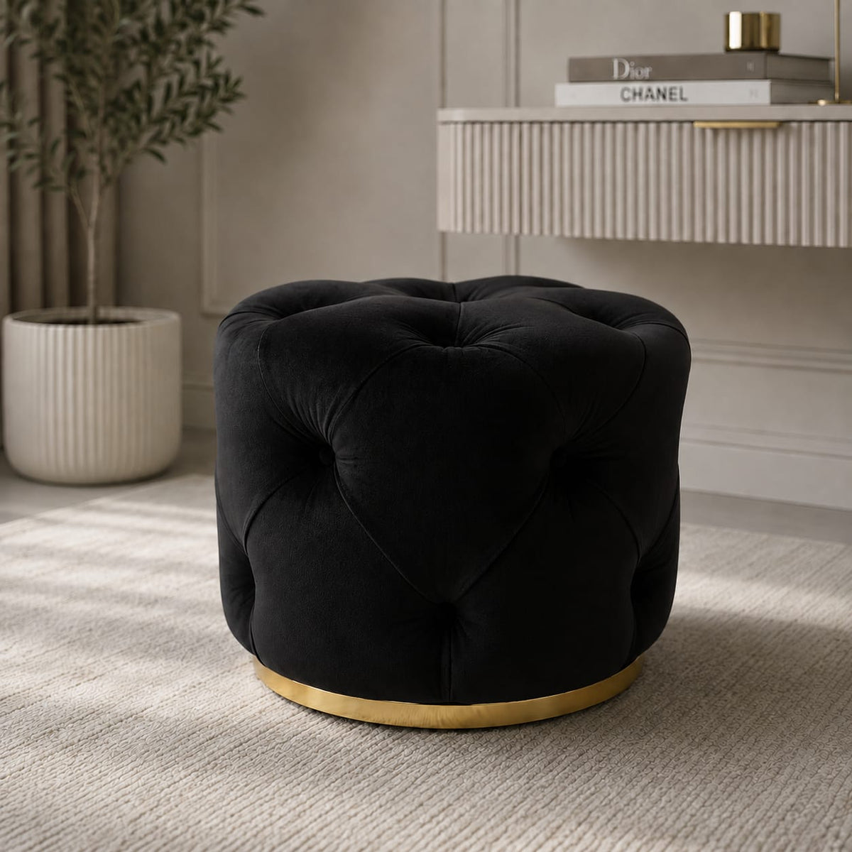 Round Luxury Velvet Stools F I INTERIORS