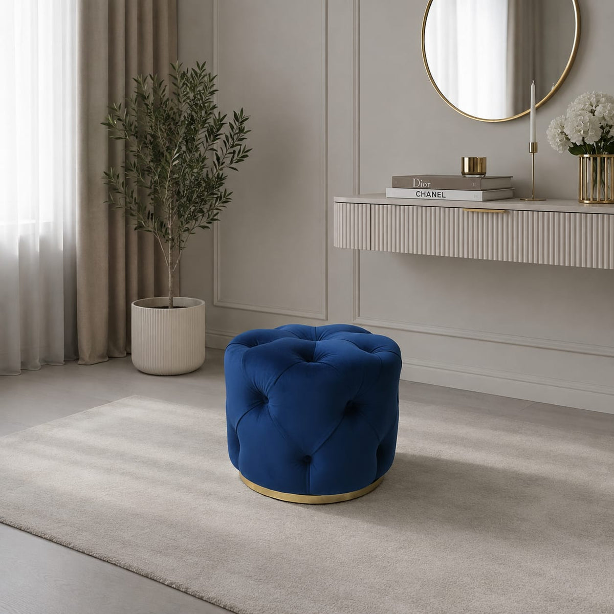 Round Luxury Velvet Stools F I INTERIORS