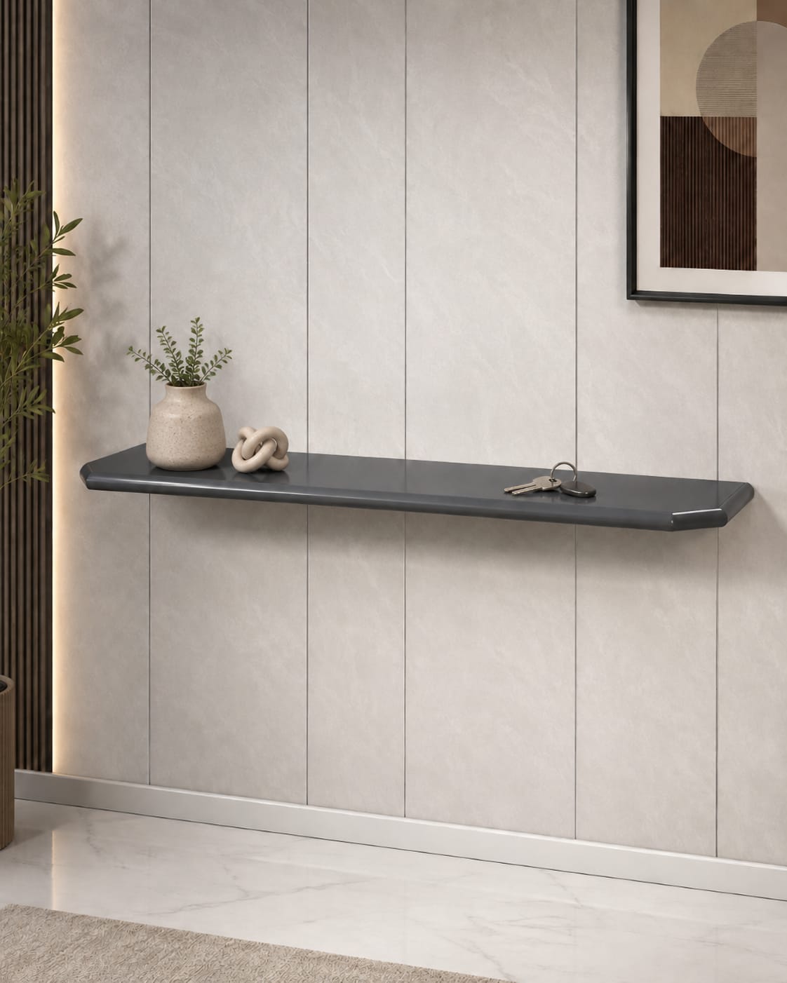Modern Wall-Mounted Floating Shelf – Anthracite Grey or Black F I INTERIORS