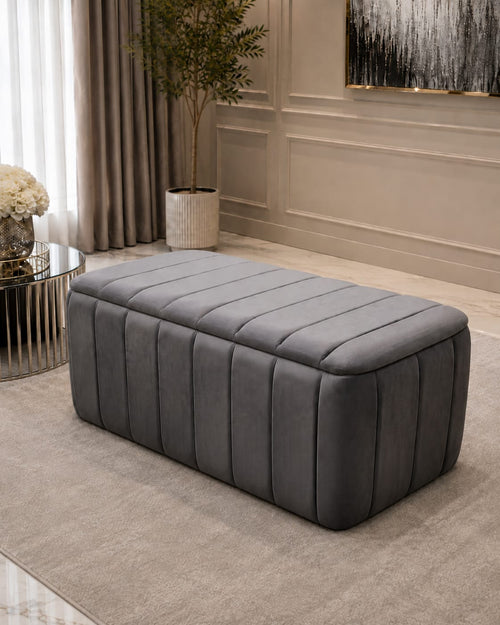 Genova Grey Footstool Large Livara Interiors